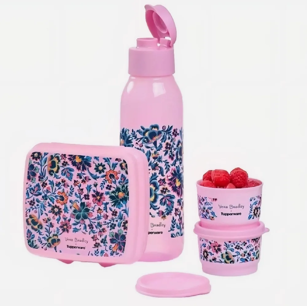 Vera Bradley- Tupperware Kids Floral Lunch Set - Pink - Picture 1 of 5